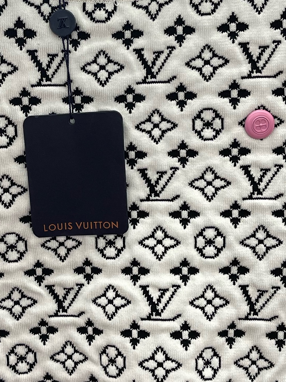 Louis Vuitton Monogram Short Sleeve Knit Top in White, Black & Pink - Picture 7 of 8